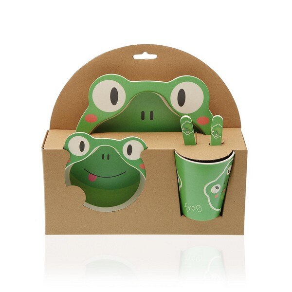 Set de Vajilla Fibra de Bambú Infantil Rana (5 pcs)