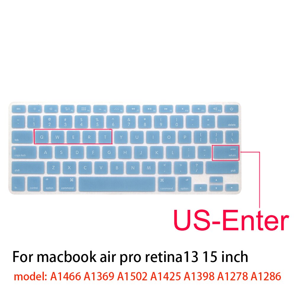 Dla Apple naklejki pokrywa klawiatury laptopa silikonowy futerał kolor silikonowy Film ue/usa dla macbook pro13/15 air13 A1278A1398A1466/1502