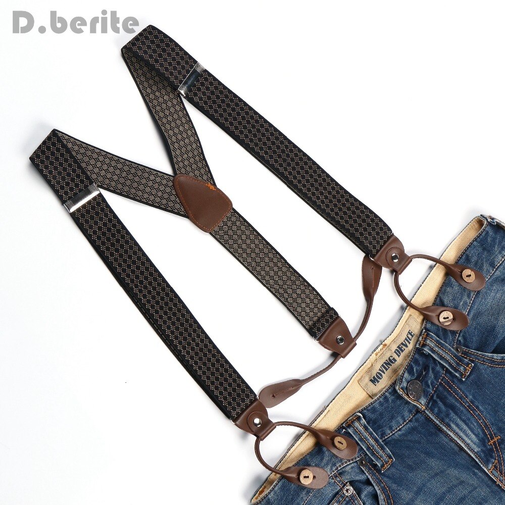 Mænd kvinder justerbare knapper stil bælte elastiske seler unisex stribet plaid blomsterbøjler 3.5cm bredde  bd763-bd776