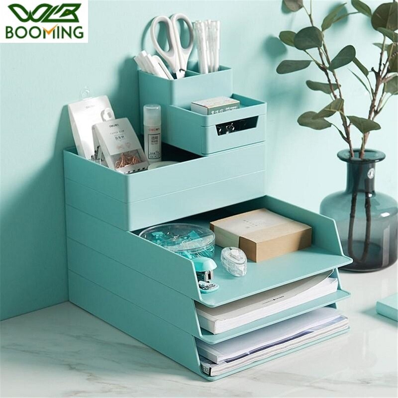WBBOOMING Plastic DIY Storage Box Multi-functional Make Up Organizer Stackable File Cabinet Pencil Holder Desktop Storage Tool