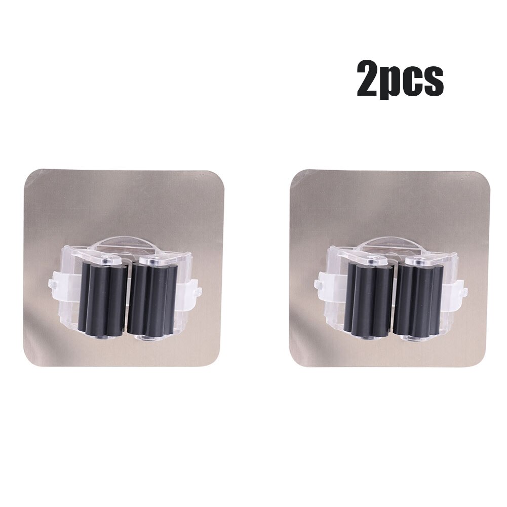 Multifunctionele Haken Mop Houder Wandmontage Organizer, borstel Bezem Hanger Haak Keuken Badkamer Waterdichte Wand Haak Self-Adhesiv: 2pcs Black Hooks