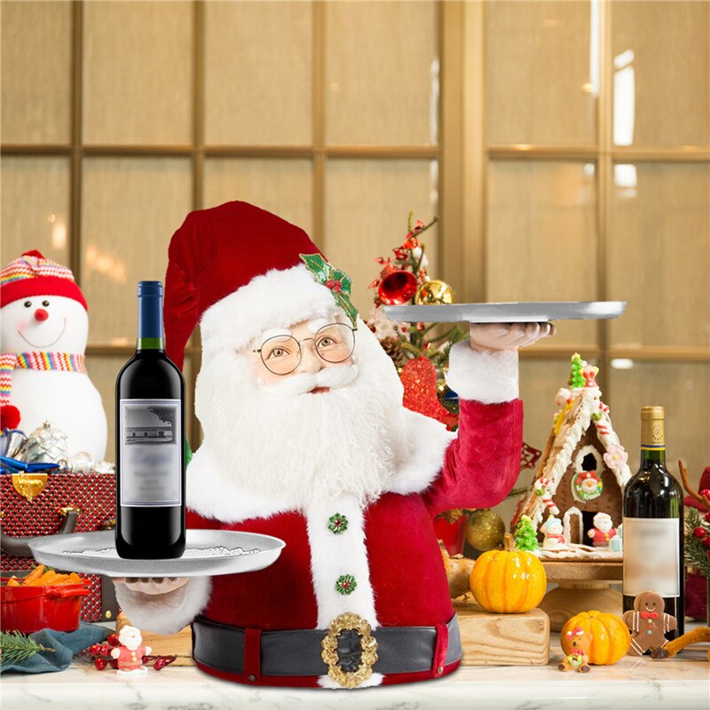 Christmas Santa Snack Treats Holder Fruit Plate Decoration Resin Material Santa Statue Home Decorations Afternoon-tea Cake Dish