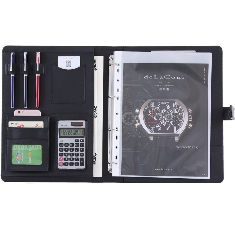 Pochette multifonction pour conférence et fichiers A4, avec pince de gestion, pour bureau, calculatrice, porte-carte, pour gestionnaire