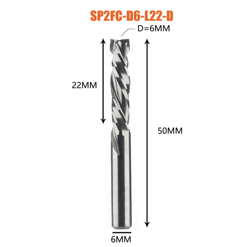 Fresa de compresión para carpintería, corte hacia arriba y hacia abajo, dos flautas, herramienta de fresado de carburo en espiral, enrutador, brocas de corte de fresa de madera