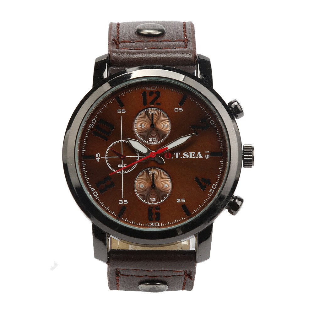 Kvarts mænds ure top brand luksus mandlig kronograf sport herre armbåndsur hodinky relogio masculino: D046- brune