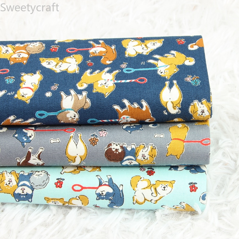 110 x 45cm dikke katoenen stof per meter schattige dieren shiba inu print stof tissus telas stoffen tecido handgemaakt naaien patchwork diy