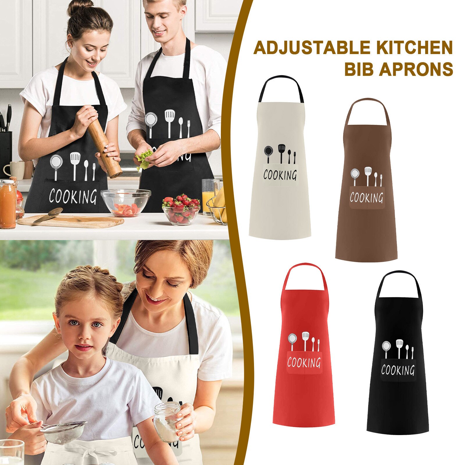 Unisex padre adulto la cocina de la familia estampado bonito familia delantales delantal de cocina