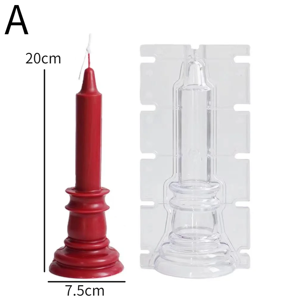 Candelabro cilíndrico de aguja grande con forma de vela, molde de plástico, vela artesanal para iglesia, Kit hecho a mano, decoración de de boda y de cumpleaños: Gris claro