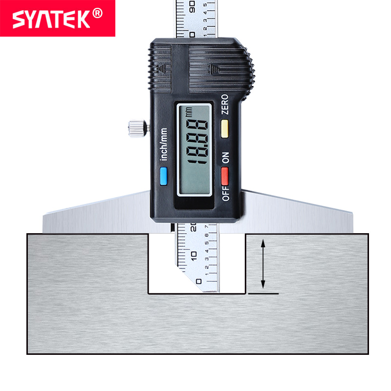 Syntek-calibrador Vernier de profundidad Digital estándar, micrómetro electrónico de acero inoxidable, profundidad CE, 6 ", 8", 12 ", 150mm, 200mm, 300mm