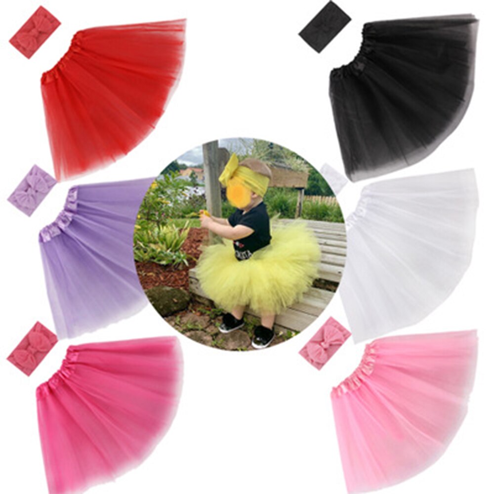 1pc Toddler Infant Baby Girl Tulle Photo Photography Prop Tutu Skirt + Headband Baby Princess Skirt Set