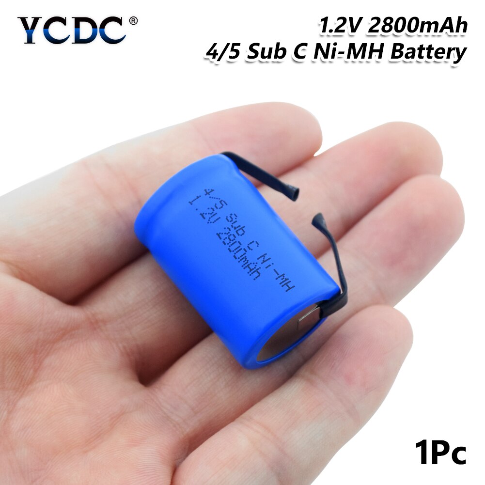 YCDC 4/5SC SC Sub C li-ion Li-Po Lithium Battery high-discharge 1.2V 2800mAh Rechargeable Ni-MH Batteries With Welding Tabs: 1 PCS