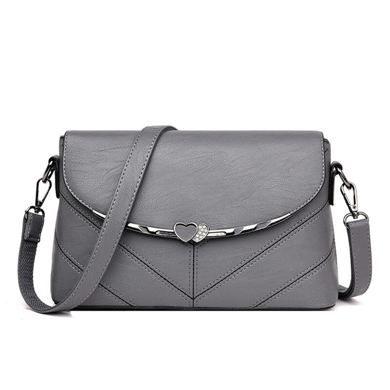 Casual Vrouwen Lederen Tas Luxe Handtassen Vrouwen Schouder Crossbody Tassen Voor Vrouwen Tas Portemonnees En Handtassen: GRAY