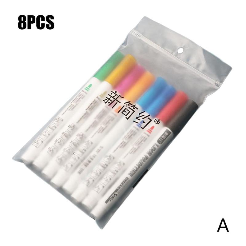 12 kleuren/set dubbele lijnen contourkleur kunstpennen stiften pen omlijningspen markeerstift tekenpennen stift kunstbenodigdheden: A