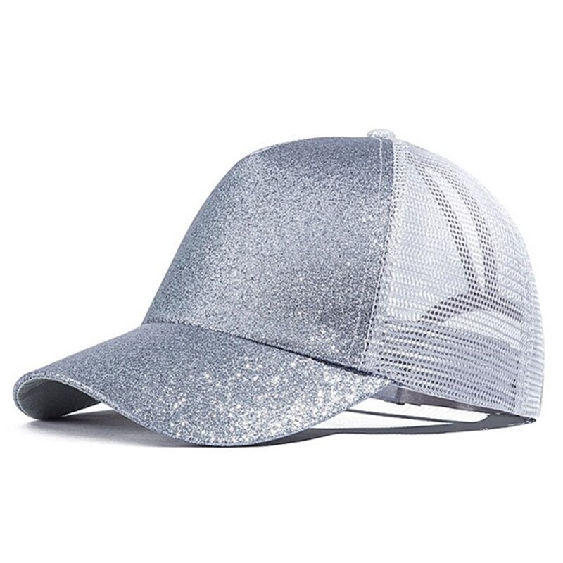 Glitter Paardenstaart Vrouwen Baseball Cap Vrouwen Mesh Trucker Caps Vrouwelijke Zomer Bone Zwart Verstelbare Hiphop Hoeden/Cap: 3