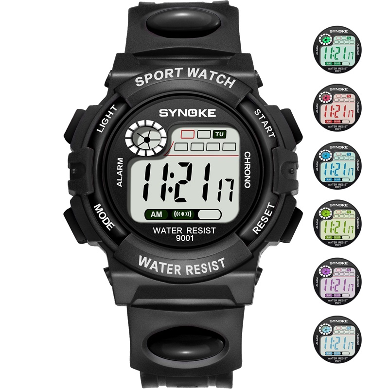 Waterdichte Synoke Kinderen Horloge Cartoon Kinderen Horloges Jongens Outdoor Digitale Kids Sport Terug Light Schokbestendig Kleurrijke A33