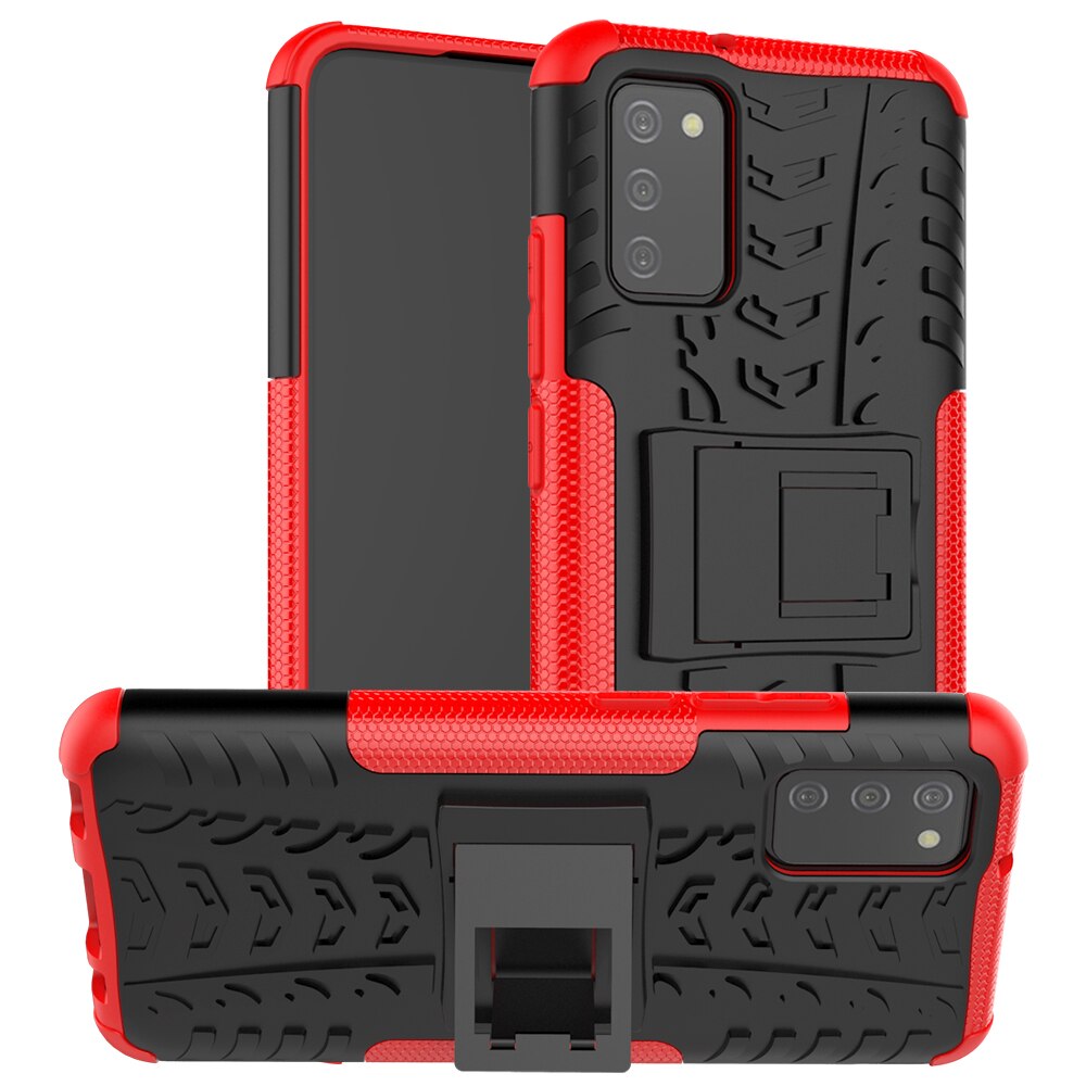 Coque rigide résistante aux chocs pour Samsung Galaxy A02s, étui de téléphone robuste, armure PC Funda Capa: Red