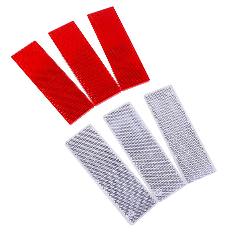 2Pcs Plastic Rectangular Stick-on Car Reflector Reflective Sticker Safety Sign
