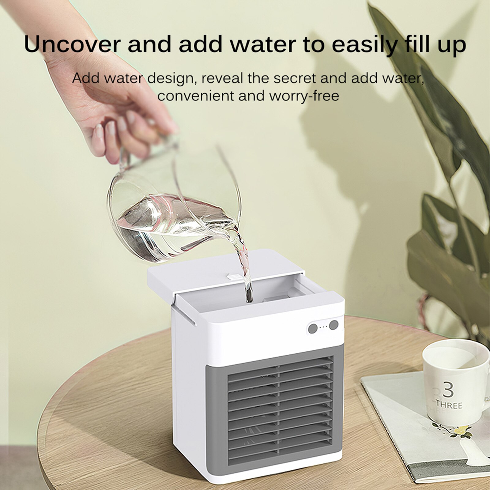 Air Cooler Ultra Cordless LED USB Charging Desktop Air Conditioning Humidifier Personal Space Cooler Fan Air Conditioner