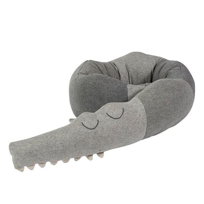 185cm Nordic Style Cotton Baby Crib Bumpers crocodile doll Pillow Cushion Nursery bedding cot room dector Baby Crib Bumpers: Gray Crocodile