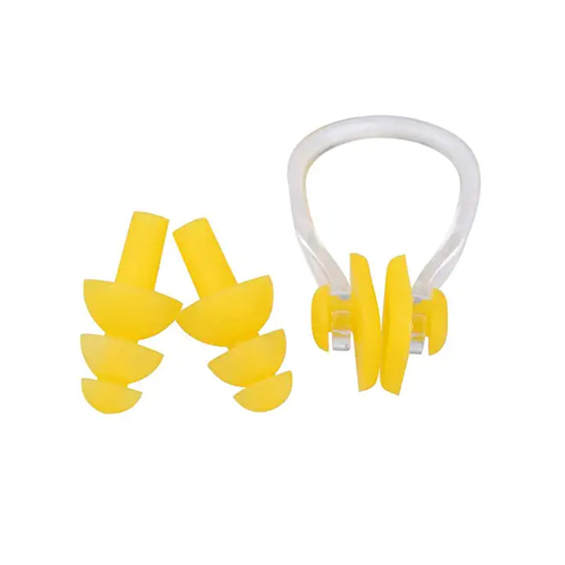 Bouchons d'oreille de natation en silicone étanche, ensemble de clips antarctiques, bouchon d'oreille emballé dans une boîte pour le surf, la plongée et l'apprentissage de la natation,: YELLOW