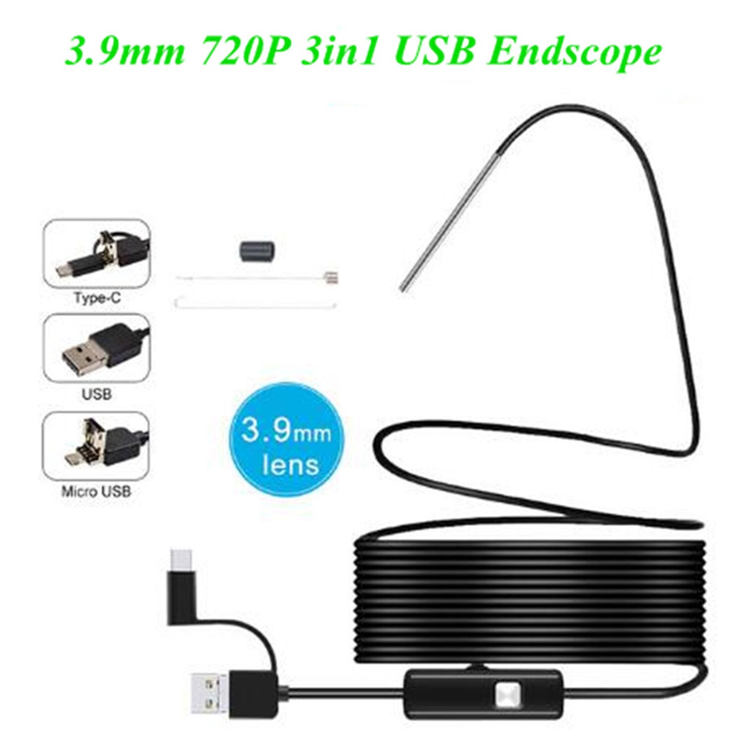 3.9Mm 720P Usb Endoscoop Camera Water-Proof IP66 Cmos Borescope