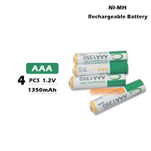 4 stks/partij 1350mah Ni-Mh AAA Batterijen 1.2V Oplaadbare Batterij NI-MH Batterij voor Camera, Speelgoed Led Zaklamp Zaklamp