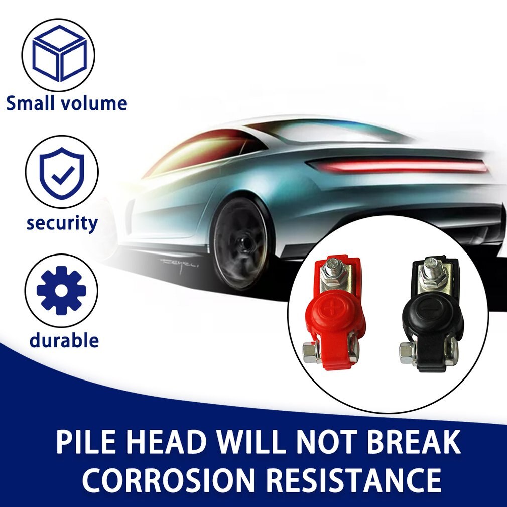 6-12V pole terminals car battery terminals black and red color connector 2x battery quick-release clamps