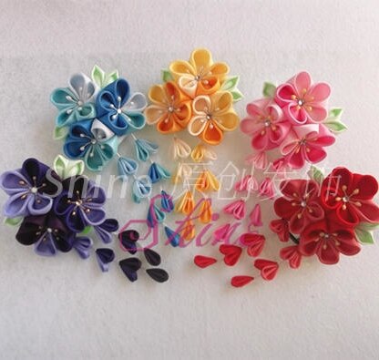 Japanischen Sakura Tsumami zaiku kanzashi Haarnadel Zubehör Rosa verrotten Gelb für Kimono Yukata Geisha Haar Clip Handgemachte Kopfschmuck
