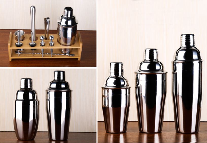 350ml/530ml/700ml rostfria bar cocktail shaker set party mixer set med träställ