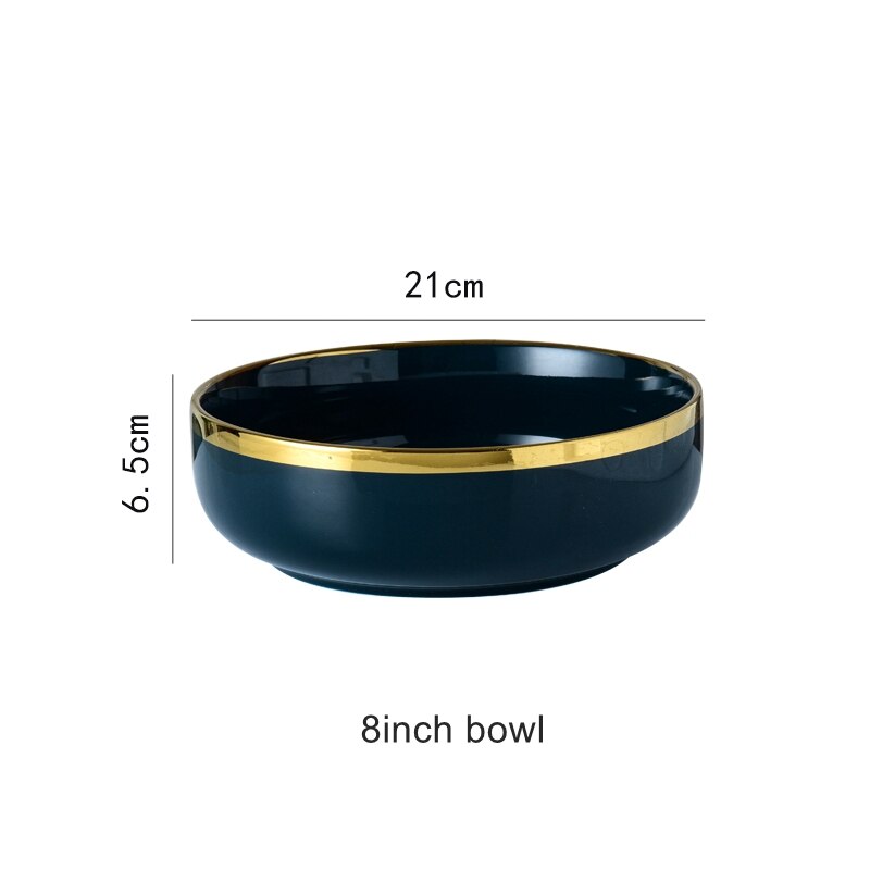 Plates Dishes Luxury Tableware Plate for Food Porcelain Kitchen Dish for Restaurant Party 1/2/4 Person Dinner Plates Set: blue 8inch bowl