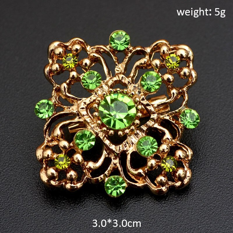 Broche Pin 25 Kleuren Vintage Kleurrijke Crystal Gold Bloemen Rhinestone Broche Pin Badge Diy Strass Accessoires Party Bruiloft: 9