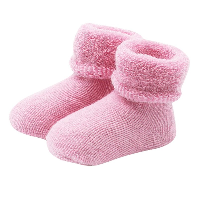 Baby piger drenge nyfødte spædbarn vinter varme støvler småbørn børn bløde bomulds sokker støvletter 0-2 y: Lyserød