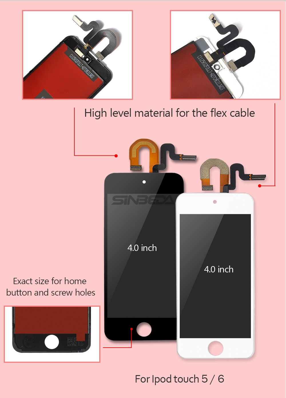 Sinbeda AAA + LCD Voor iPod Touch 4 5 6 LCD Touch Screen Digitizer Vergadering Voor iPod Touch 5 6 Scherm Geen Dode Pixels