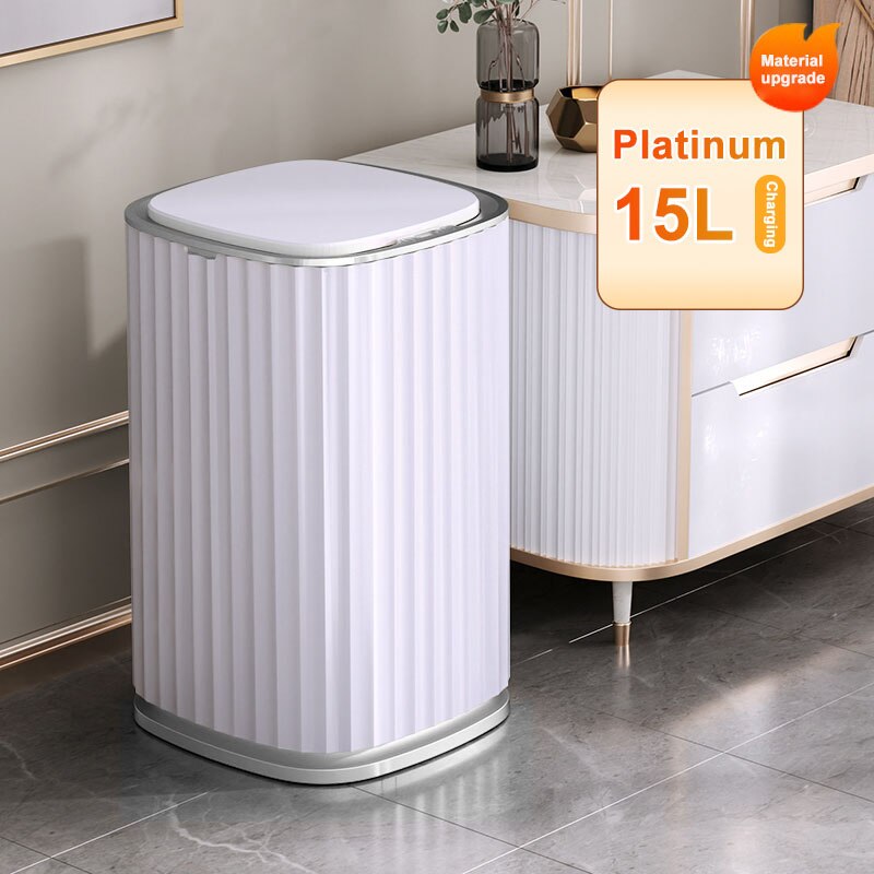 Smart Sensor Vuilnisbak Keuken Badkamer Wc Prullenbak Beste Automatische Inductie Waterdichte Bin Met Deksel 10/15L: 15L Grey