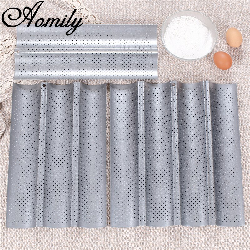 Amoliy French Stick Mould Carbon Steel 2/3/4 Groove Long Baguette Bread Baking Tray Mold Baguette Bake Mold Pan Bakery Tools