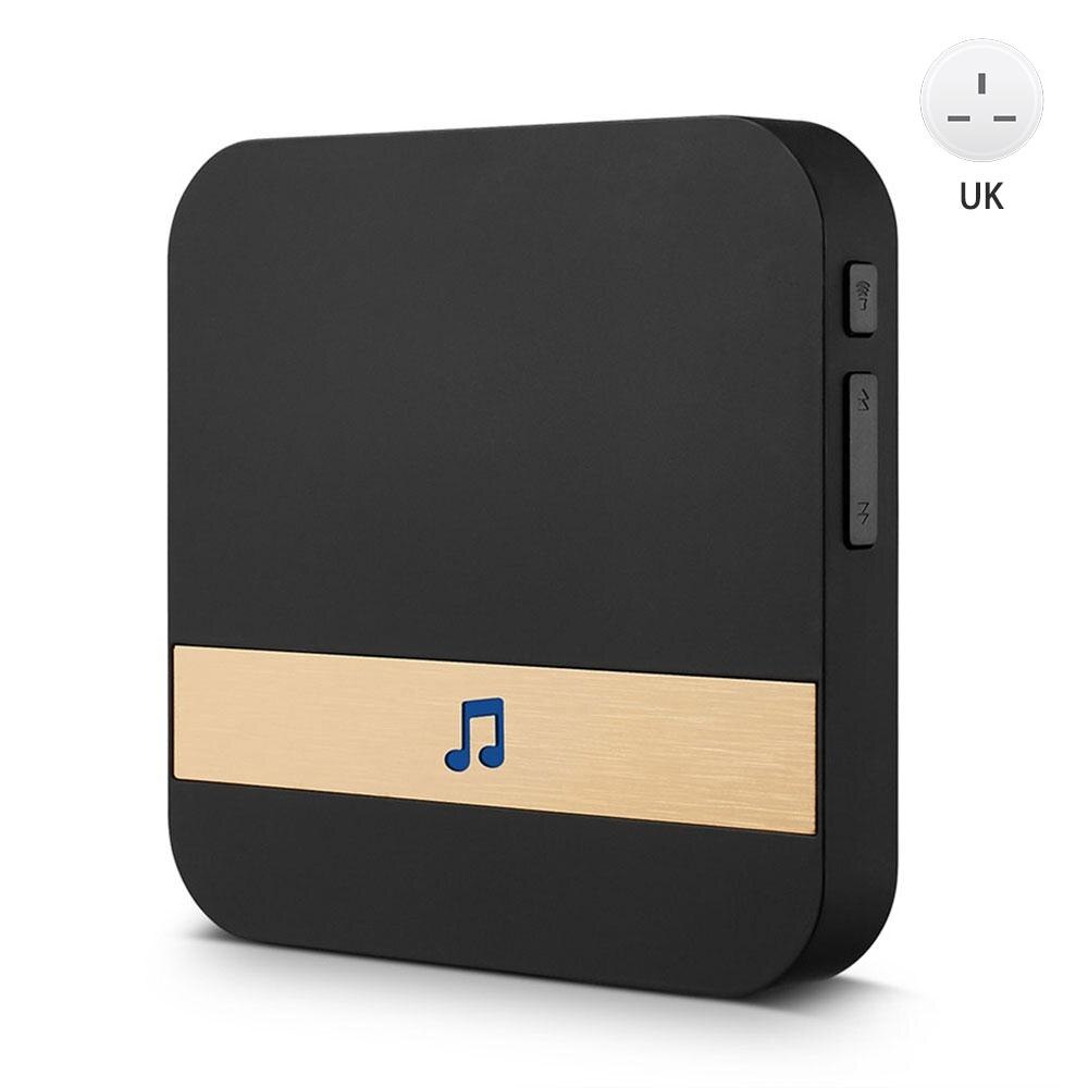 Sort 433.0 mhz wifi dørklokke klokke visuel dørklokke klokke universal dør hardware husmarked kontor vandtæt plug-in klokke: Sort uk-stik