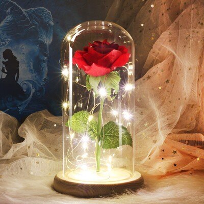 Medium Beauty And The Beast Rose Forever Rose LED Flashing Rose Forever Rose Lamp Night Light Romantic Valentines Day