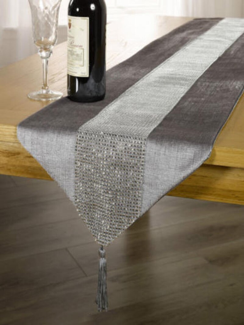 1pc moderne bordløper duk flanell diamant bord ekteskap løpere matte til fest bryllup jul dekorasjon hjem: 32 x 180cm / Grå