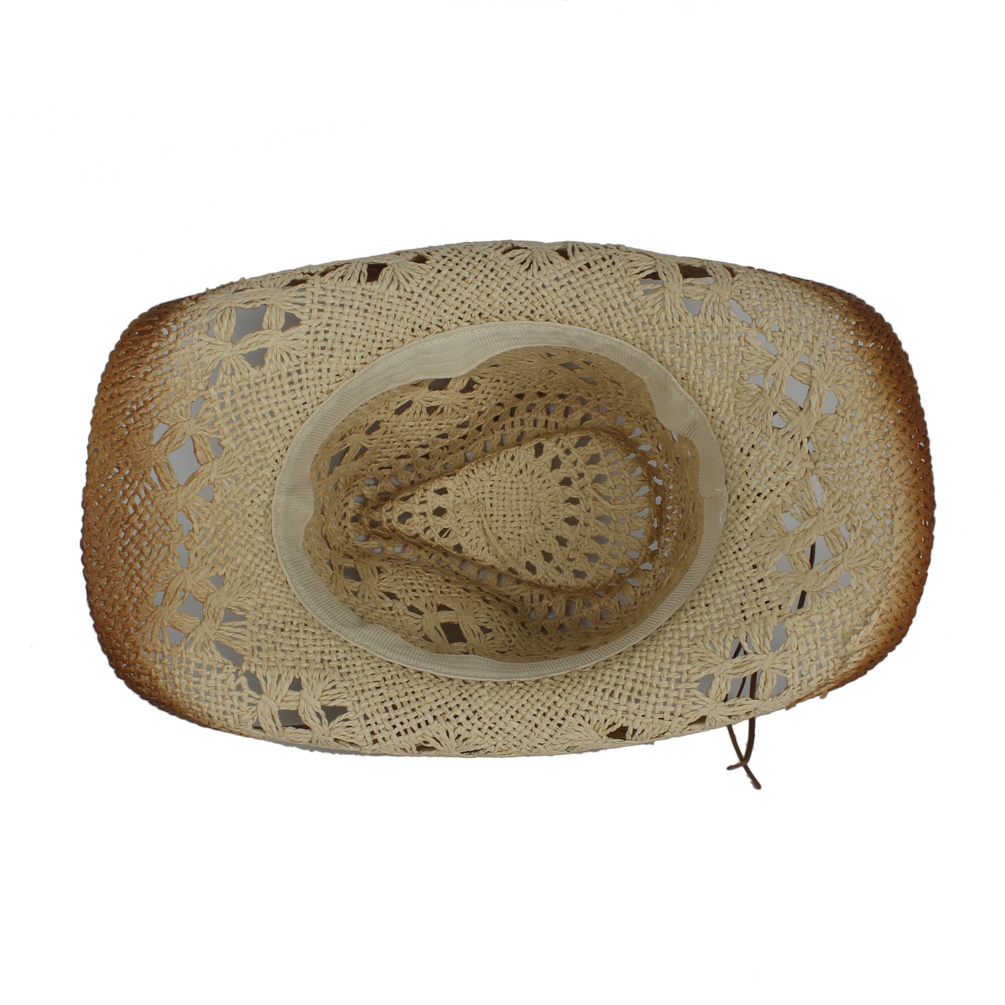 Halm hule vestlige cowboy hat kvinder mænd handmadepunk sombrero hombre strand cowgirl jazz sol hat størrelse 56-58cm
