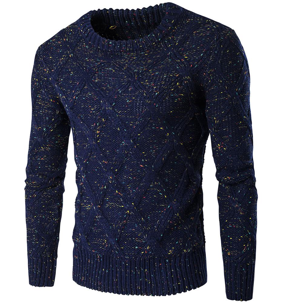 Mænd kausal rund hals trøje efterår vinter pullover strikkede trøjer