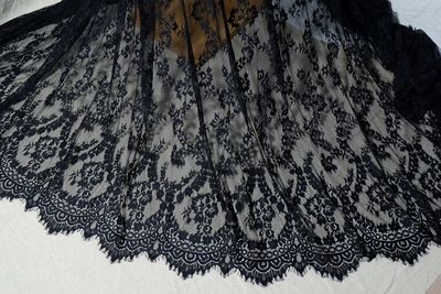 3 meter fransk high-end tøj øjenvipper blonder silke garn blonder diy bryllup slør kjole hjem tilbehør: Sort 150cm