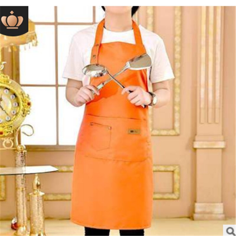 plus récent solide cuisine cuisine tablier pour femme hommes Chef serveur café boutique BBQ coiffeur tabliers bavoirs cuisine accessoire: Orange
