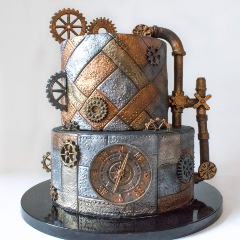 Kompass & Dampf Punk Formen Fondant Kuchen Dekor Werkzeuge Silikon Formen Sugarcrafts Schokolade Backen Werkzeuge Für Kuchen Gumpaste bilden