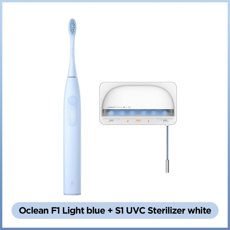 Oclean F1 Sonic Elektrische Tandenborstel Usb Snel Opladen 30 Dagen Batterij Leven Volwassen Ultra Sonic Tandenborstel Met 3 Schoonmaken modi: L blue n Sterilizer