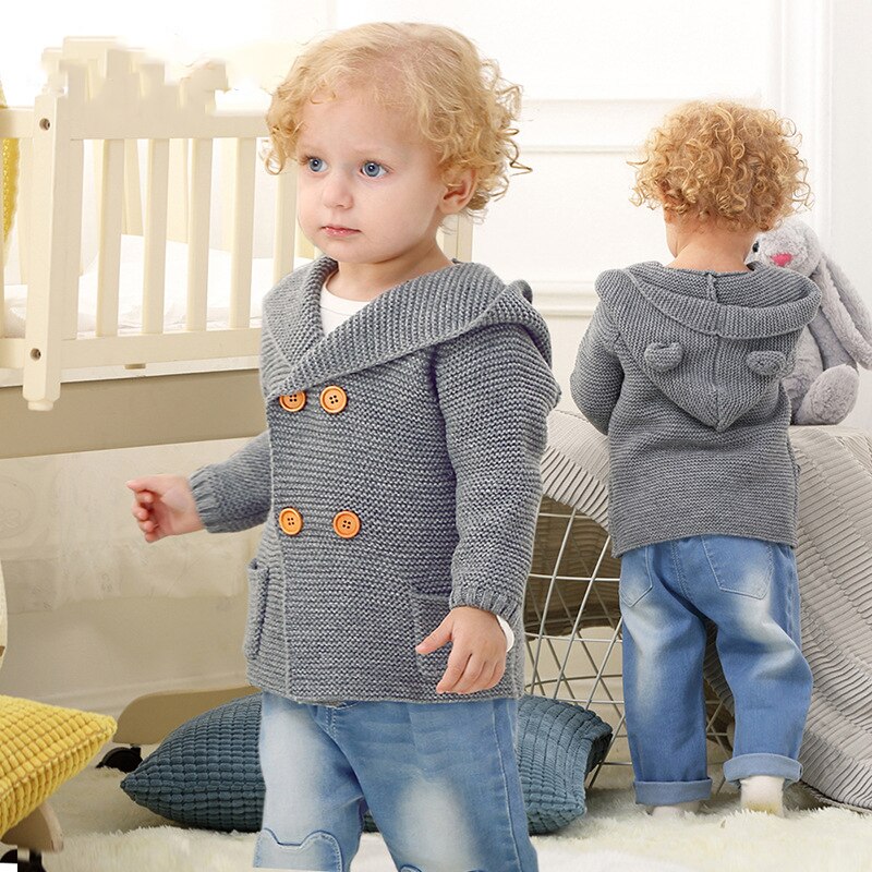 Baby Kinderen Kapmantel Trui Peuter Jongen Meisje Winter Kleding Dikke Jas Mode Windjack Kids Solid Wol Jas