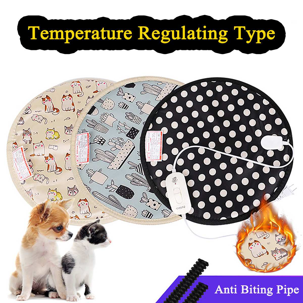 220v elektrische warmtekussens voor honden en katten, temperatuurverstelbaar, huisdierbeddeken, puppy, konijn, warmtemat, herfst/winterkussen, 30 x 30/40 x 40cm