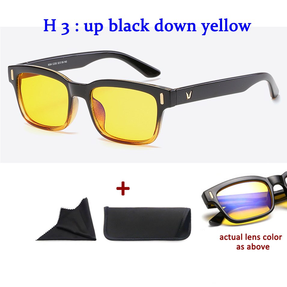 Anti Blue Rays Computer Glasses Men Blue Light Gaming Glasses Protection Spectacles Blue Light Blocking: up black with yellow