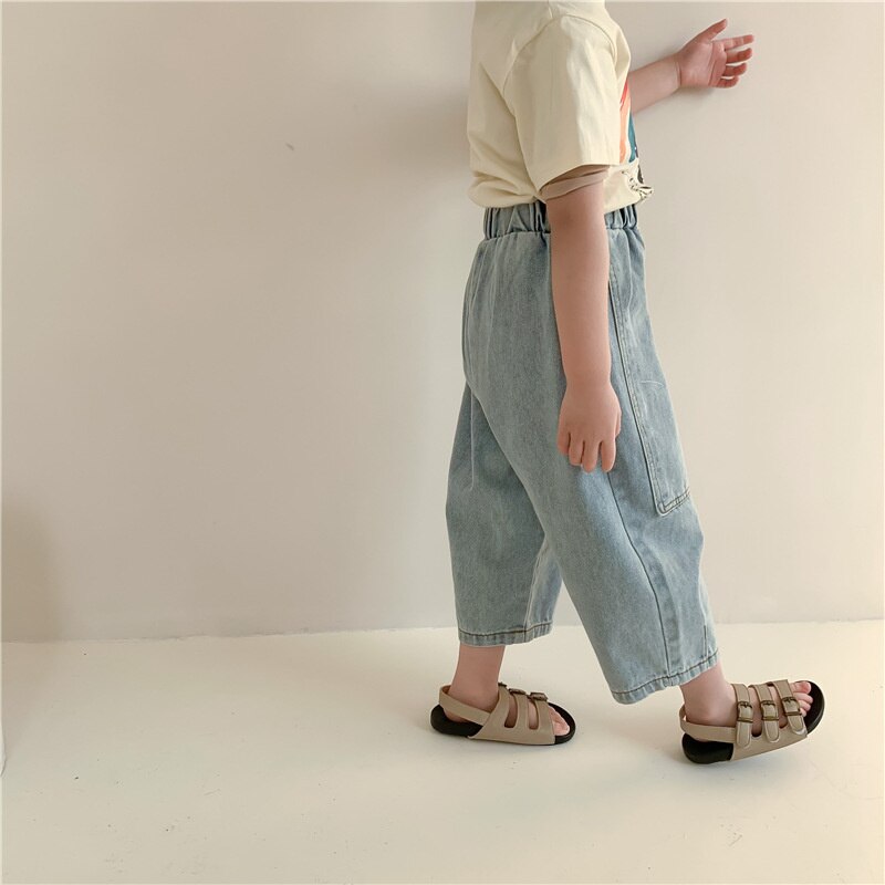 Ragazzi Jeans primavera ragazze pantaloni larghi dritti in Denim neonate Jeans Casual bambini pantaloni All-match pantaloni