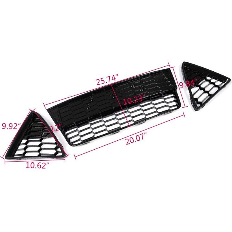 3Pcs Car Honeycombed Front Bumper Lower Grille Grills for Ford Focus