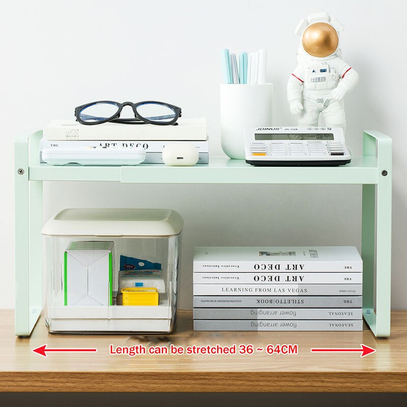 Retractable Simple Bookshelf Office Desktop Storage Rack Table Multi-layer Desk Organize Carbon Steel Small Shelf Storage Box